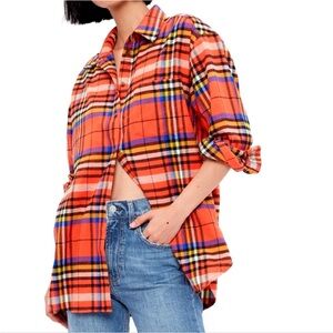 Gap Flannel Big Shirt - Orange Tartan